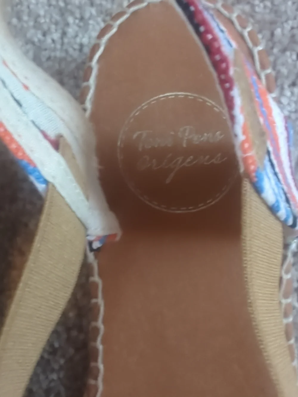 Striped Canvas Espadrille Wedges with Tan Cross Straps